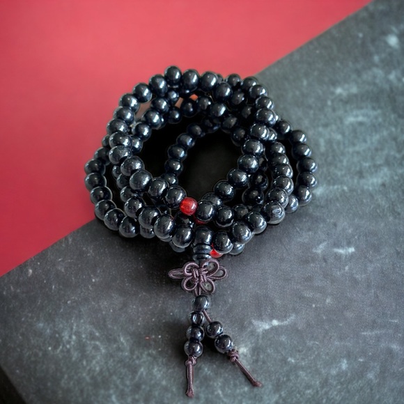 WOOD MALA BEADS NECKLACE/BRACELET UNISEX BRAND NEW VARIOUS COLORS AVAILABLE - Picture 4 of 4